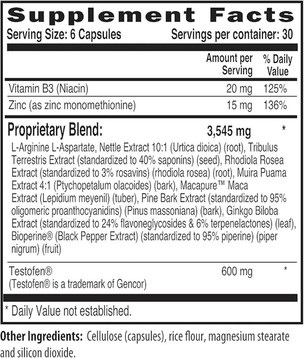 NaturalSlim Testosterin - Suplemento multivitamínico de testosterona