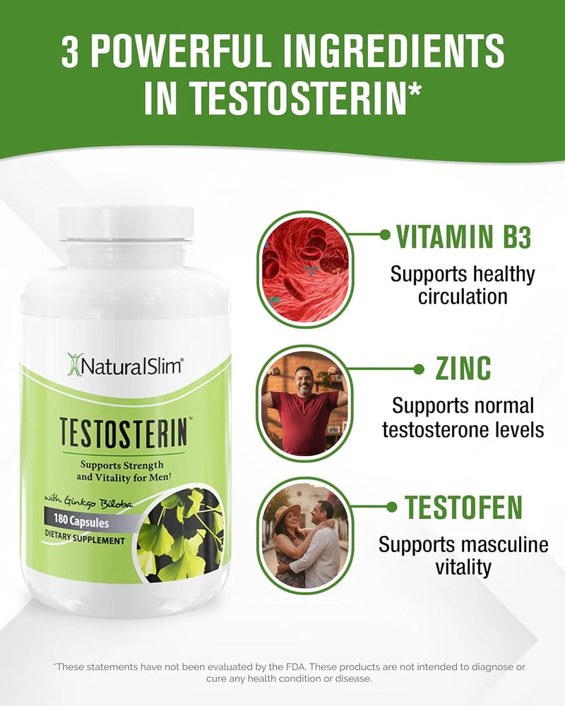 NaturalSlim Testosterin - Suplemento multivitamínico de testosterona